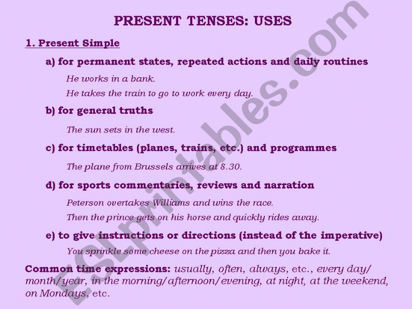VERB TENSES AND USES powerpoint