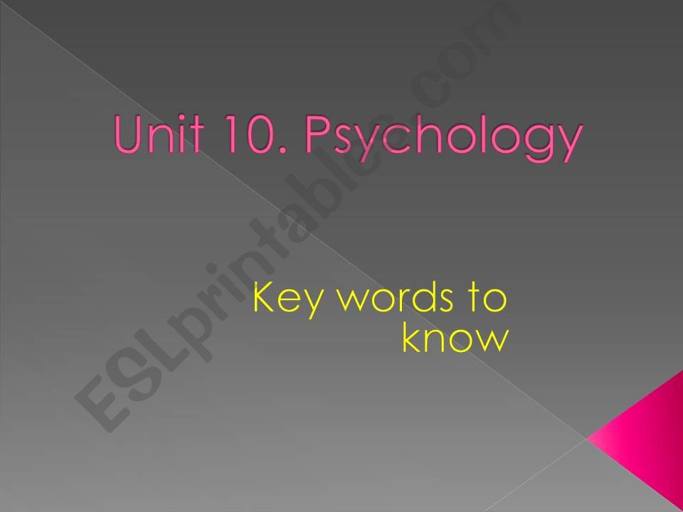 Unit 10. Psychology (key words to know)