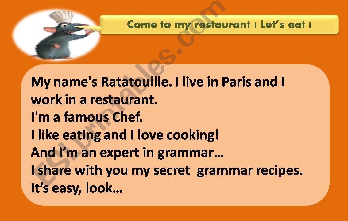 Ratatouille Grammar Recipes powerpoint