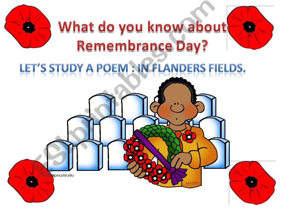 Remembrance Day Poem in Flanders Fields Part 2