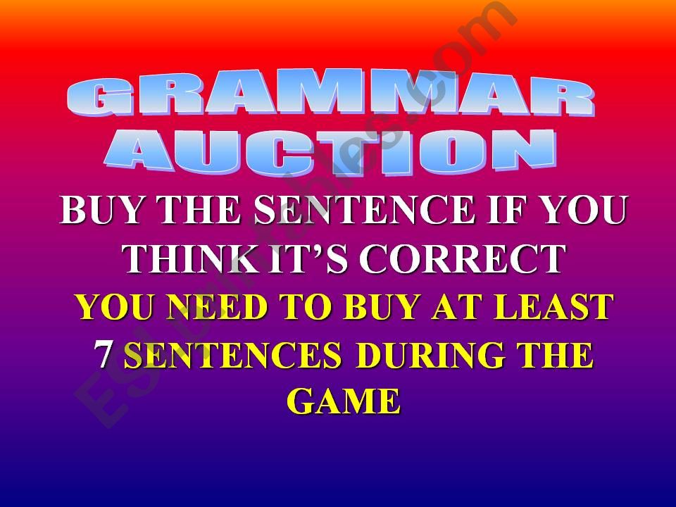 grammar auction  powerpoint