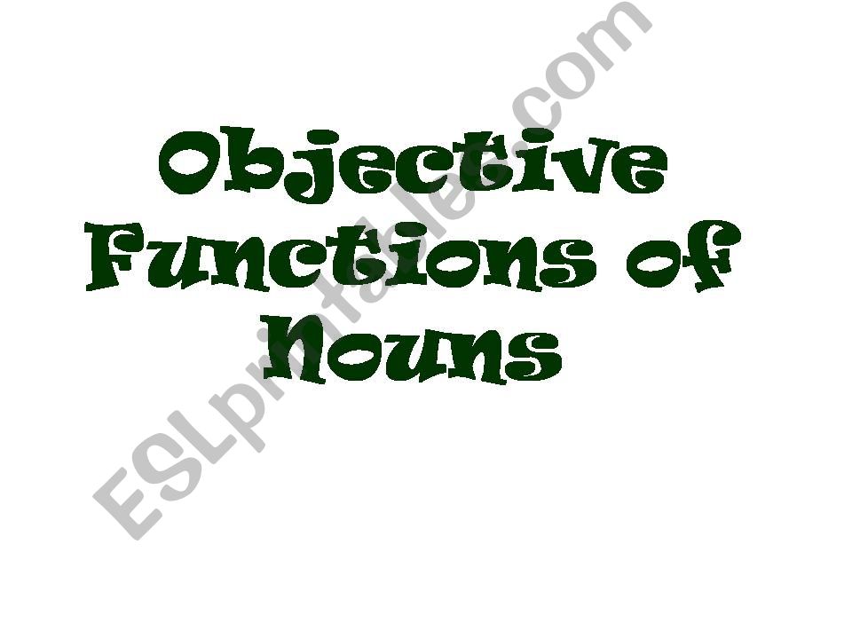Objective Function of Nouns powerpoint