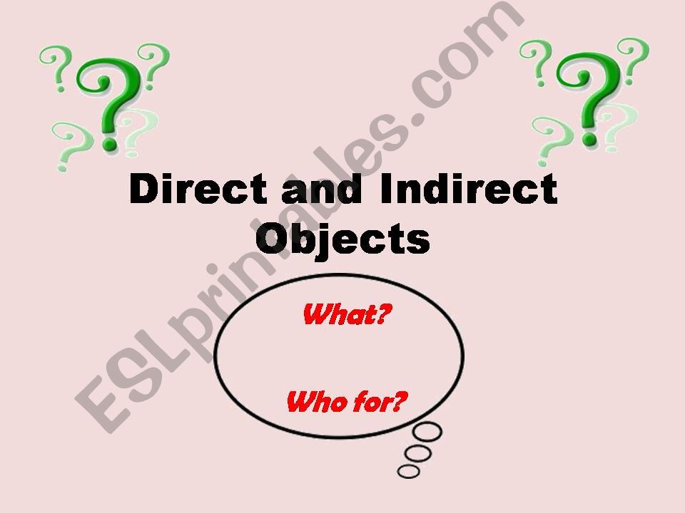 INDIRECT AND DIRECT OBJECTS powerpoint