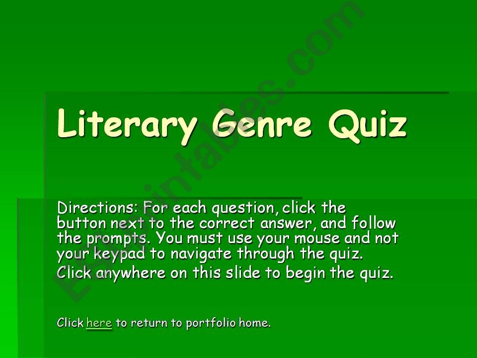 Genres of Literature Quiz powerpoint