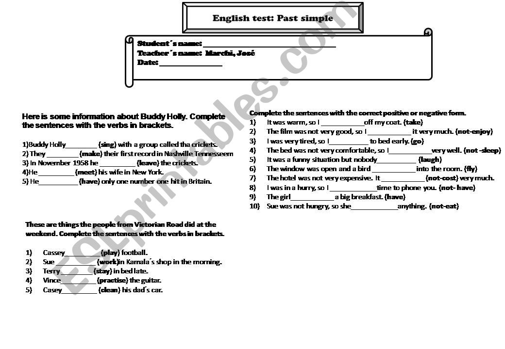 past simpe test powerpoint