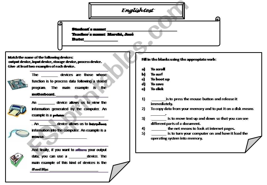 english test. computers powerpoint