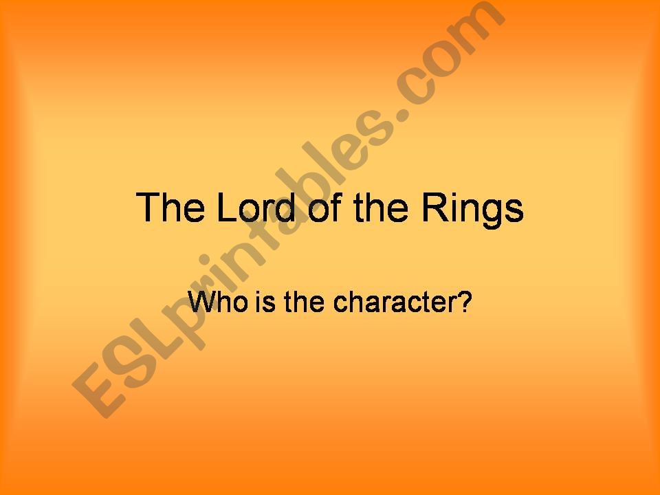 Lord of the Rings Characters powerpoint