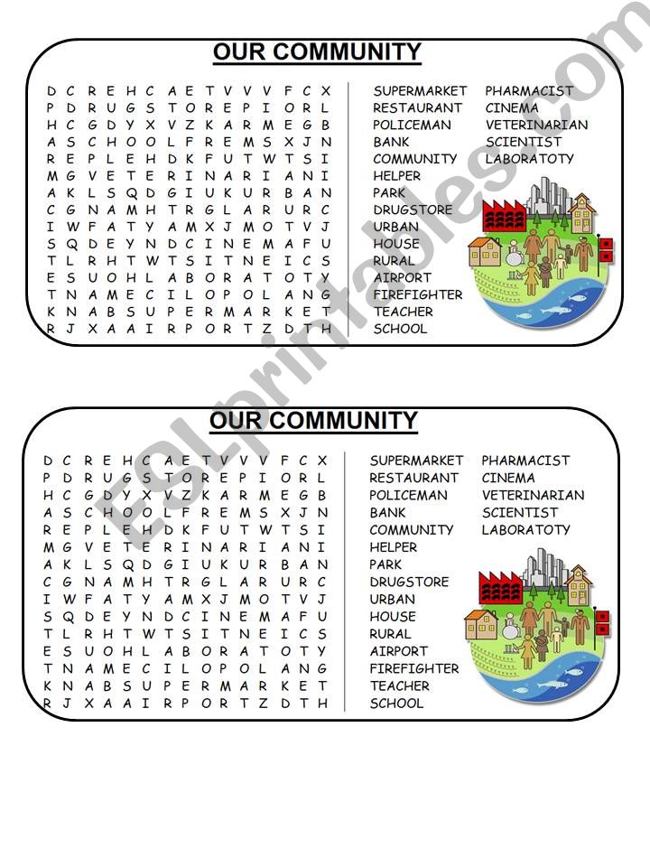 Our Community Wordsearch powerpoint