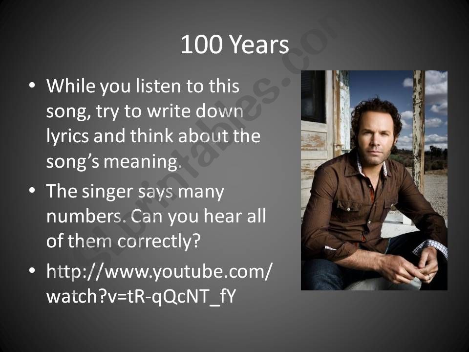 100 Years song powerpoint