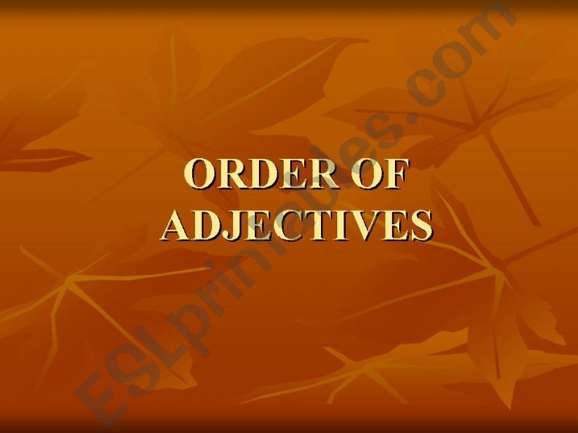 order of adjectives powerpoint