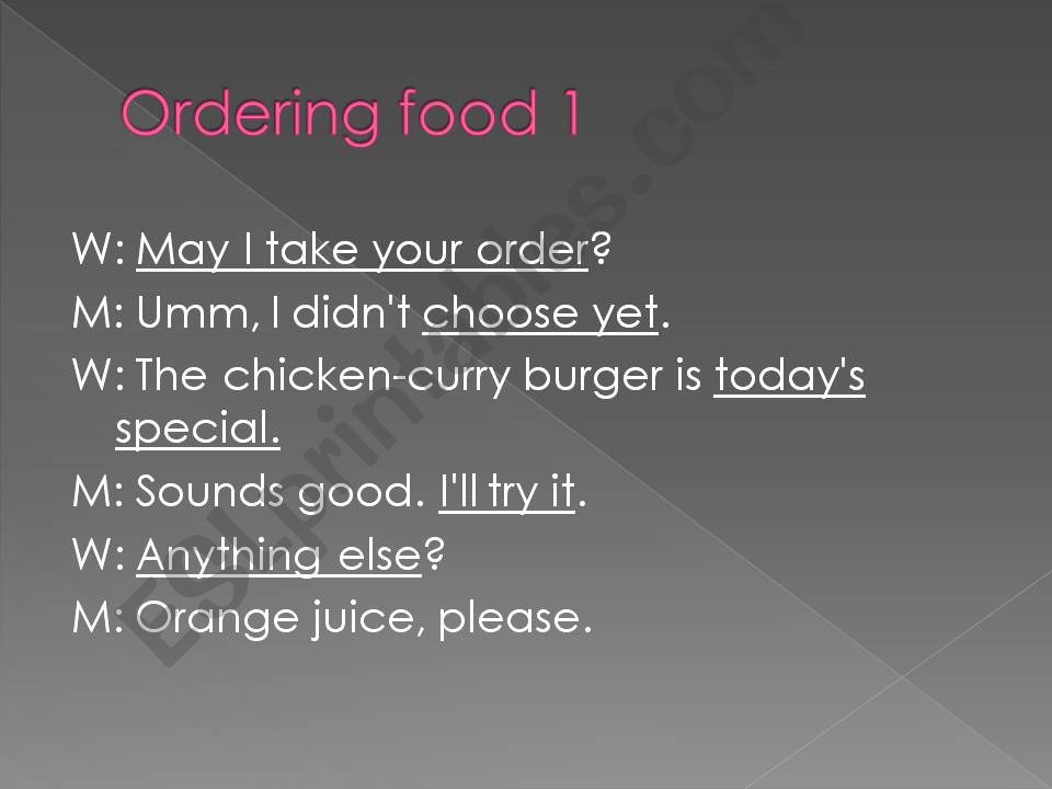 ordering food powerpoint