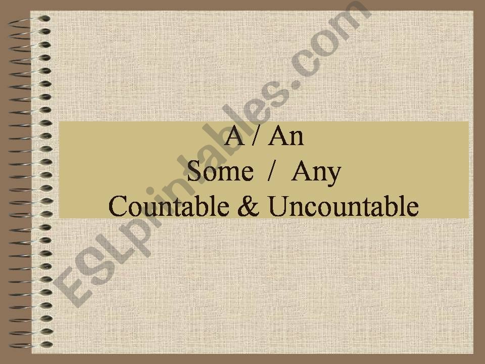 A, An, Some, Any with countable and uncountable