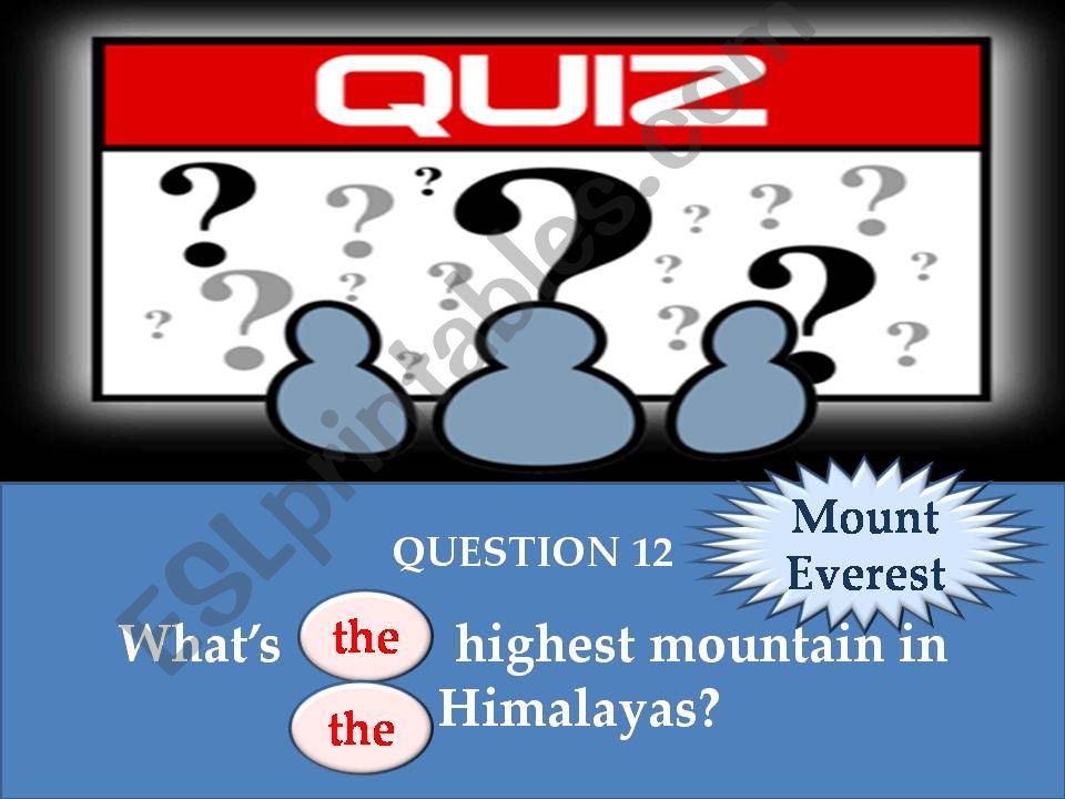 QUIZ ON ARTICLES powerpoint