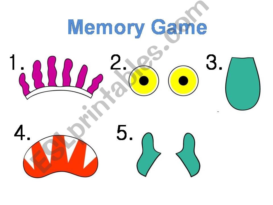 memory game-big green monster powerpoint