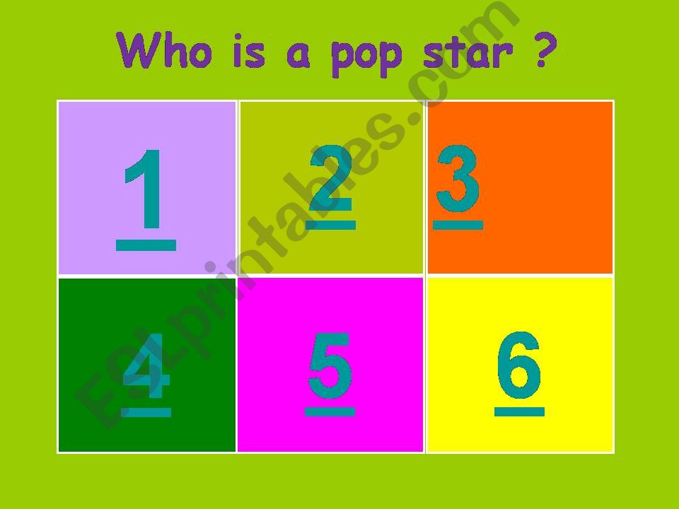 Pop stars- game powerpoint