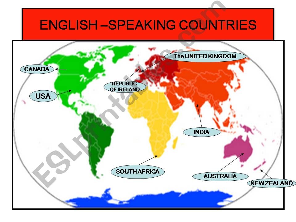 English-speaking countries powerpoint