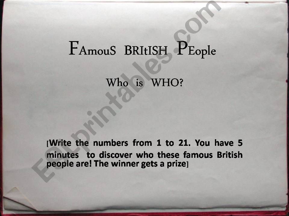 Who is who? - Famous British People