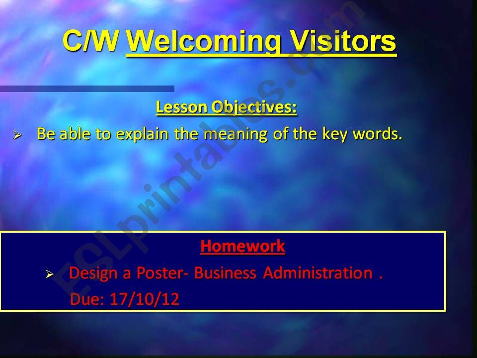 Welcoming visitors Key Words  powerpoint