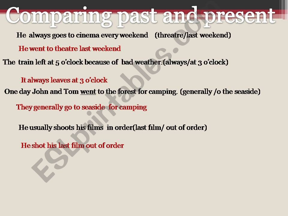 COMPARING PAST AND PRESENT powerpoint