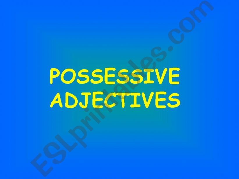Possessive adjectives 1 powerpoint