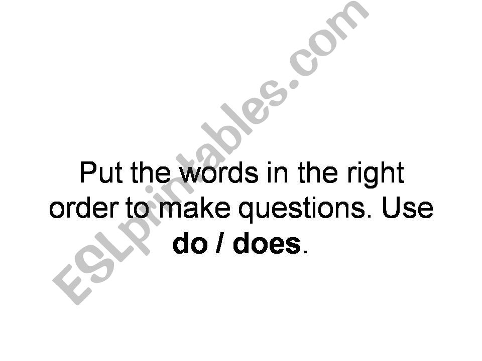 Present Simple questions for elementary or pre-intermediate students