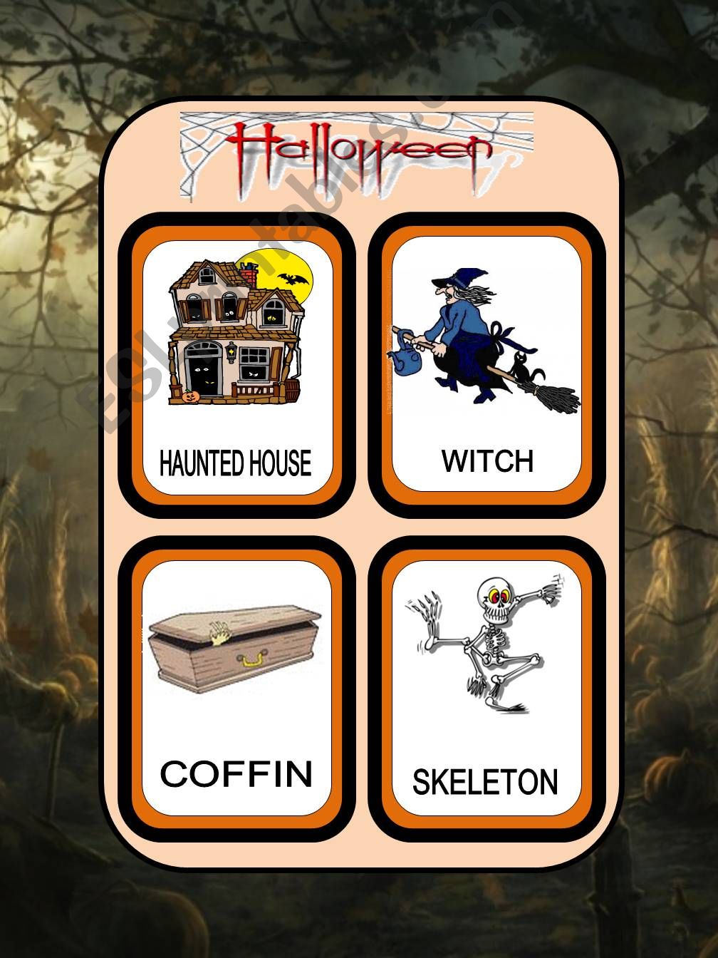 Halloween flash cards part 1 powerpoint