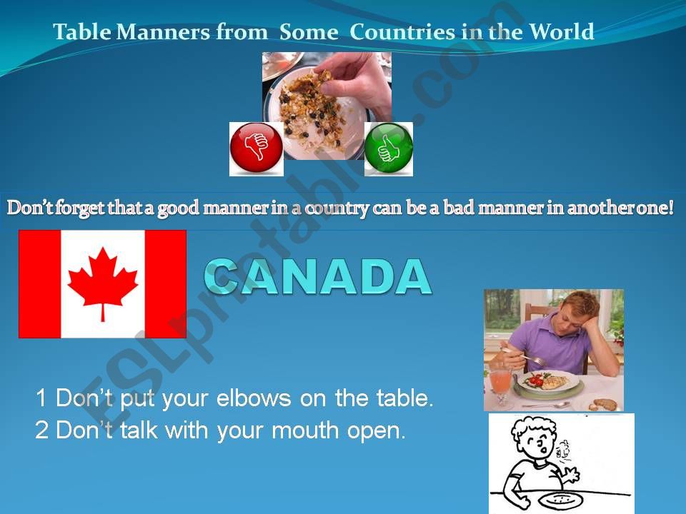 table manners in some countries in the world