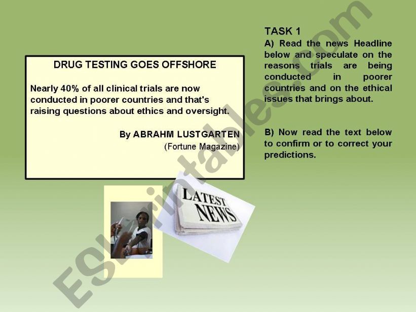 Bioethics- drug testing goes offshore