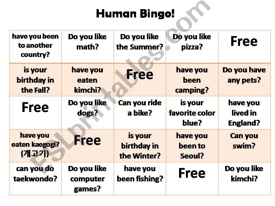 Human Bingo! powerpoint