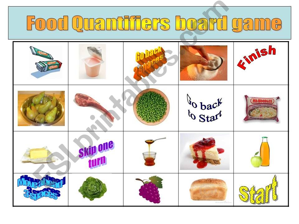 Food Quantifiers Board Game powerpoint