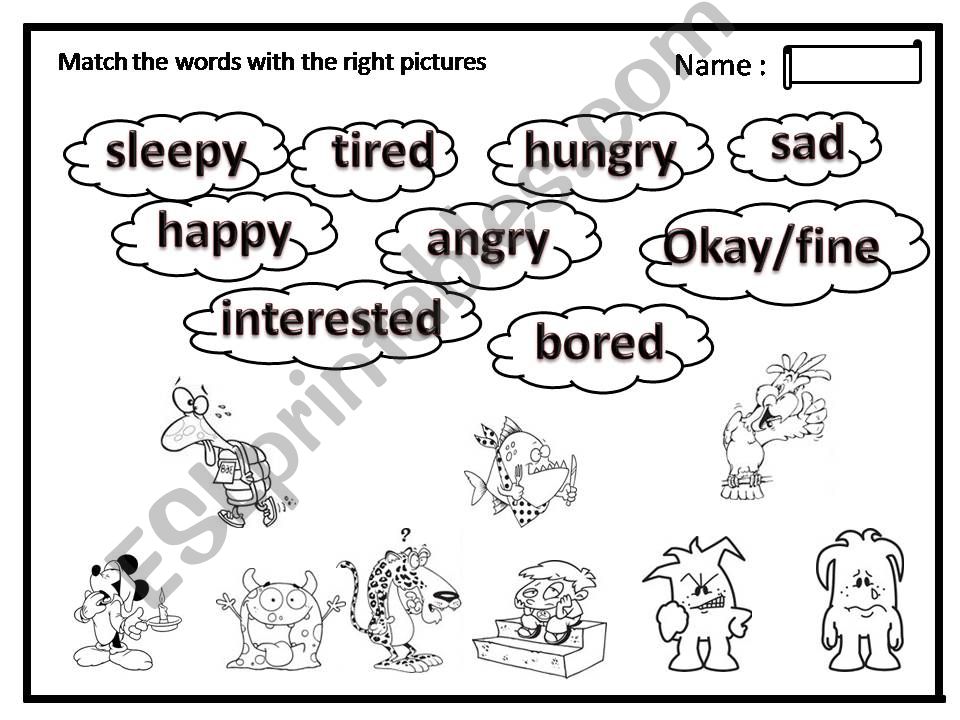 Feelings/emotions worksheet powerpoint