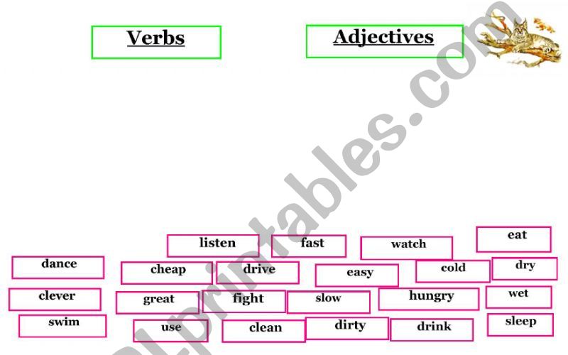 Verbs and adjectives - elementary.