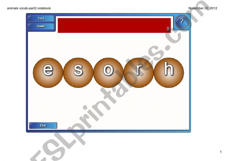 animals - vocab ex - part 2 powerpoint