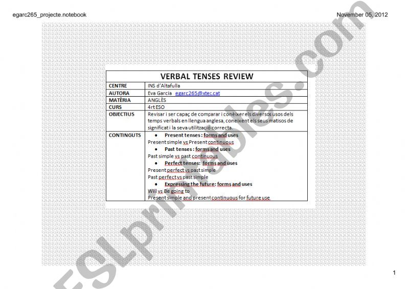 Verbal Tenses Review powerpoint