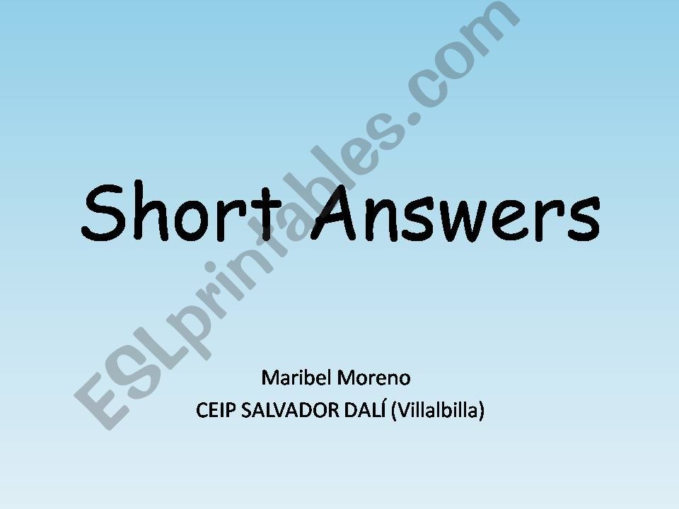 Short answers powerpoint