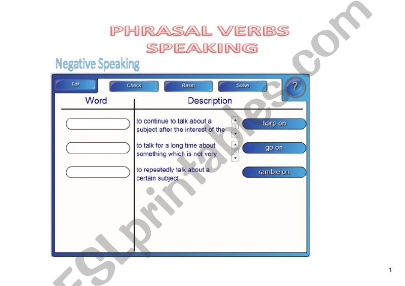 Speaking Phrasal Verbs powerpoint