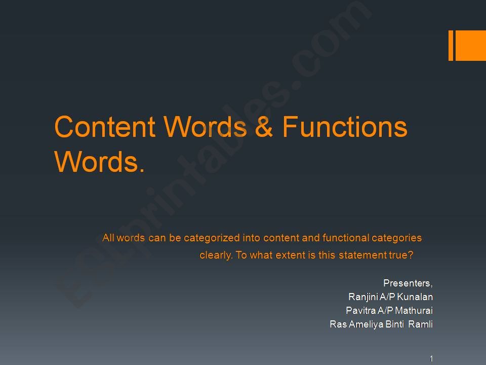 Content & Function Word  powerpoint