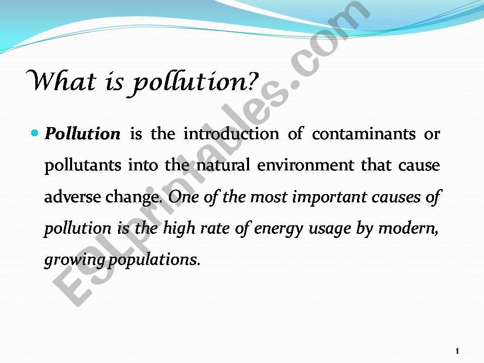 Pollution the growing danger powerpoint