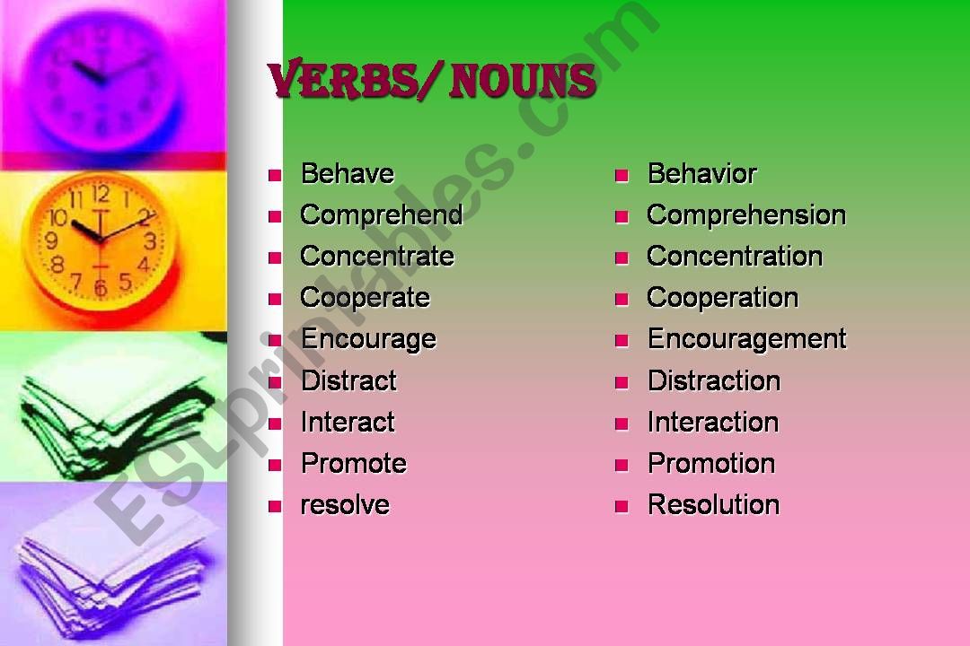 Verbs & Nouns powerpoint