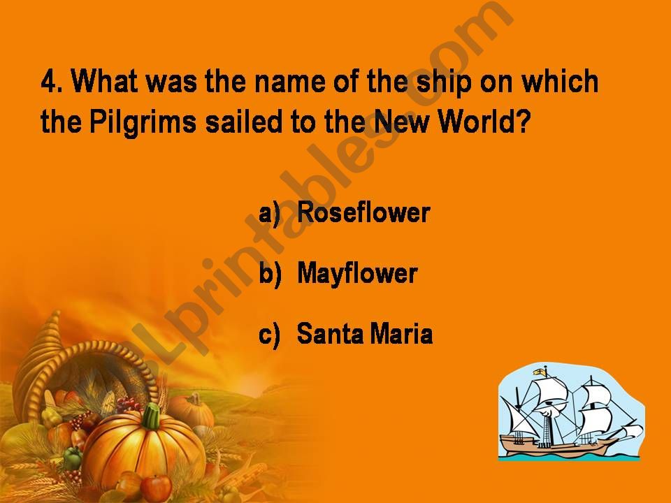 Thanksgiving quiz, PART 2 powerpoint