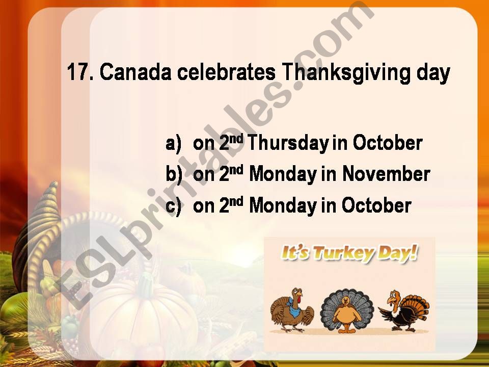 Thanksgiving quiz, PART 3 powerpoint