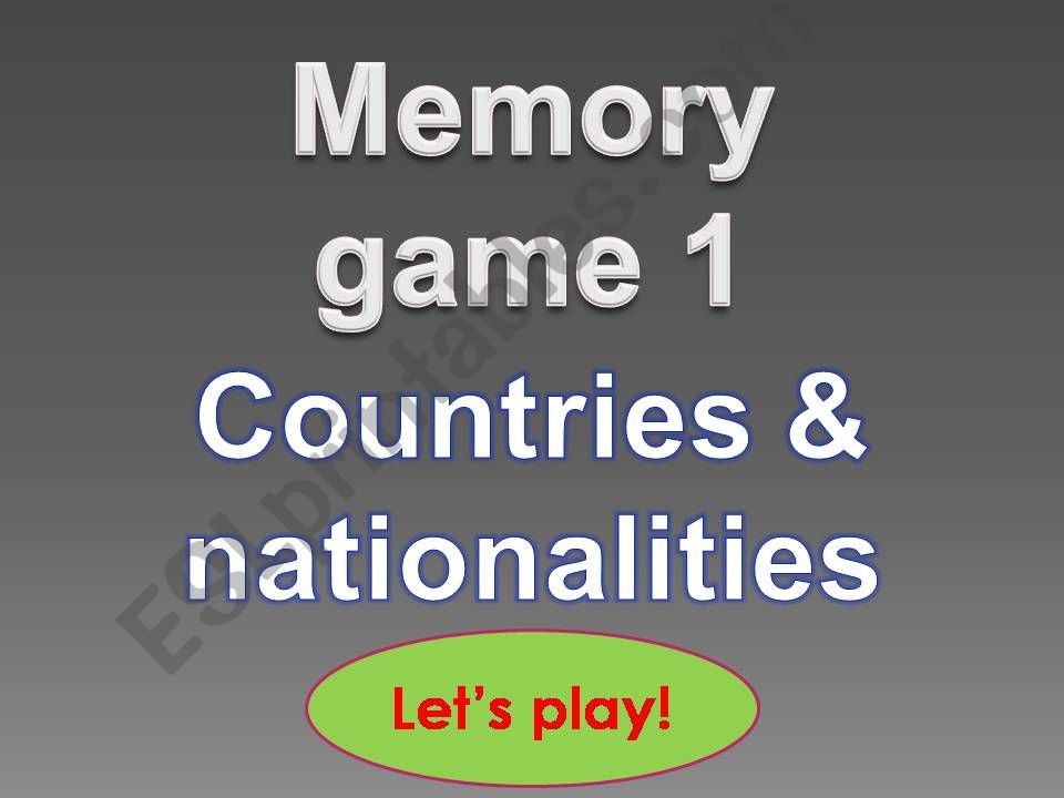 Memory game - countries and nationalities