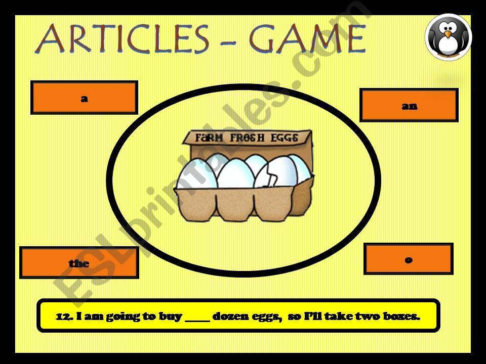 Definite, indefinite and zero articles - game 3 (4)