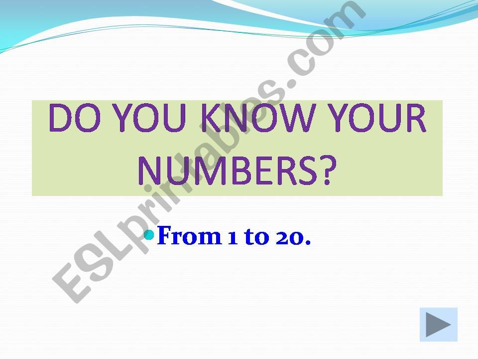Numbers 1 to 20 powerpoint