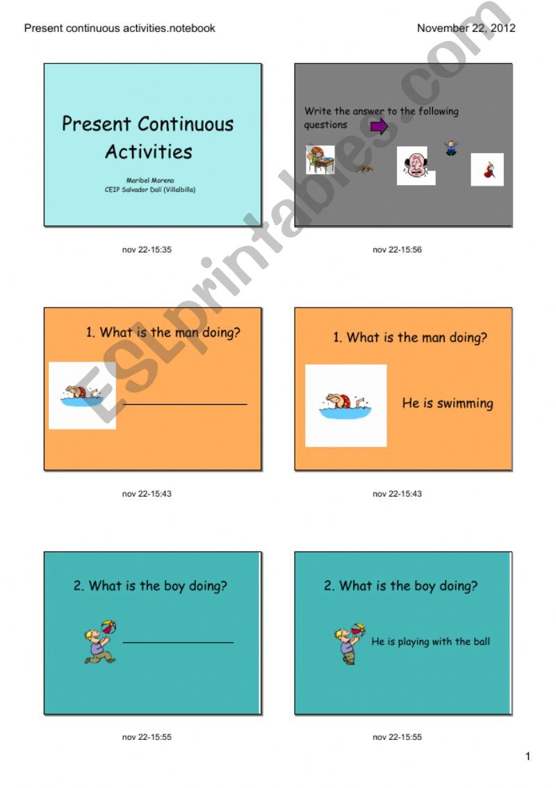 Present Continuous Activities powerpoint