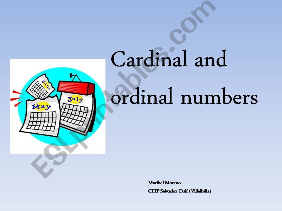 Cardinal and Ordinal numbers powerpoint