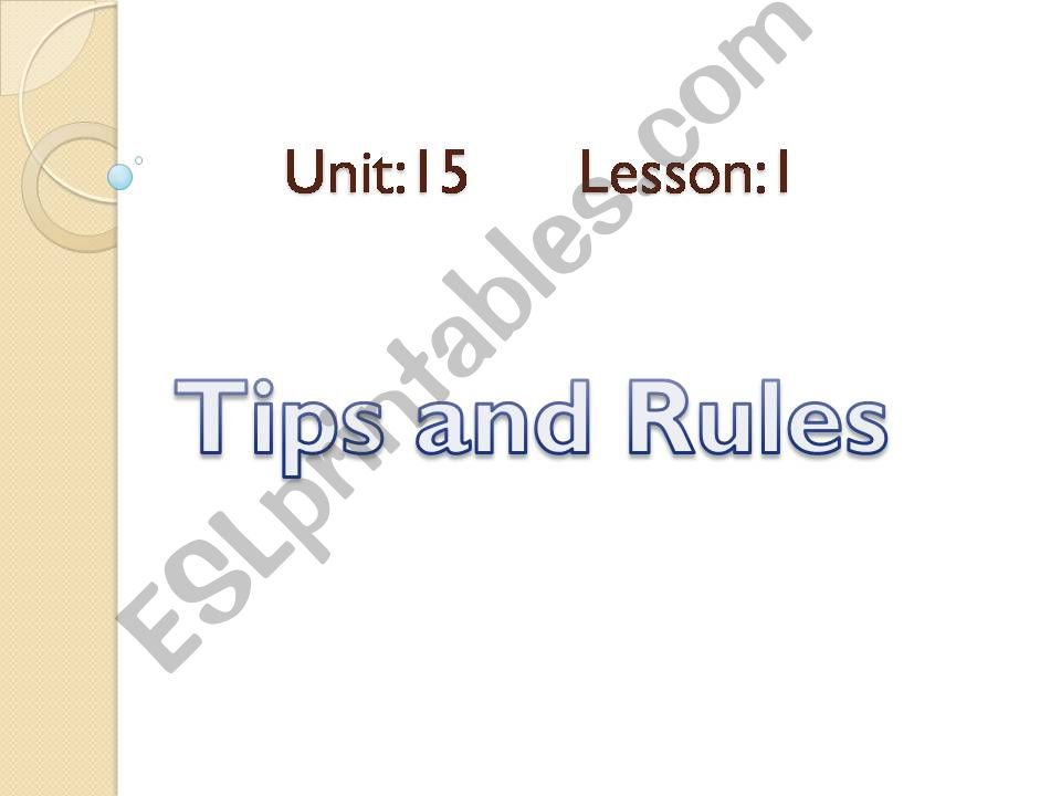tips and rules powerpoint