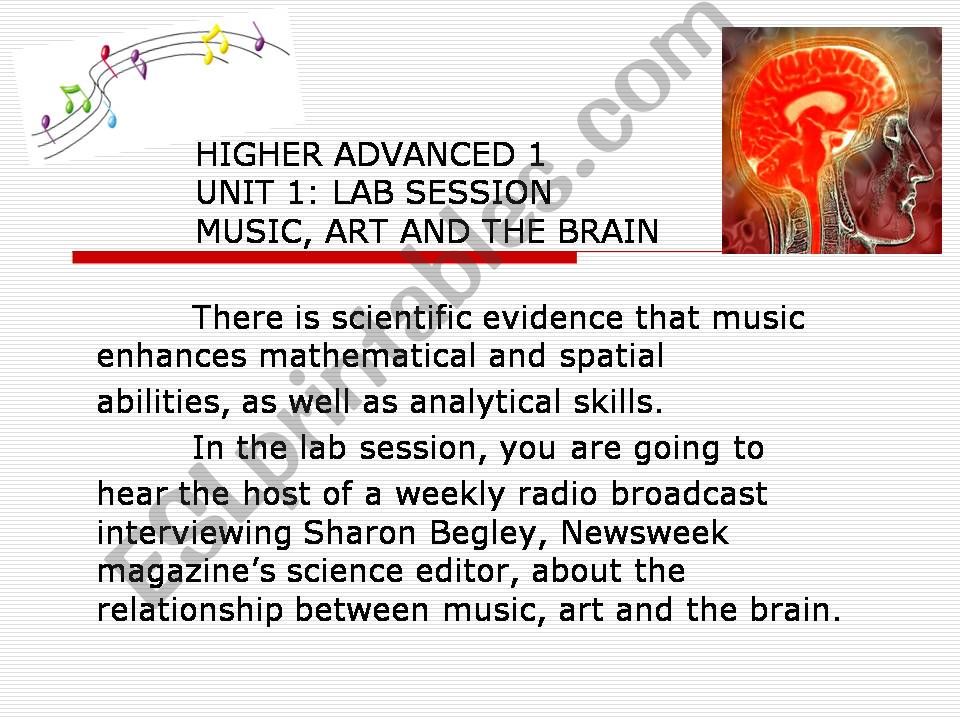 Music, art and the brain powerpoint