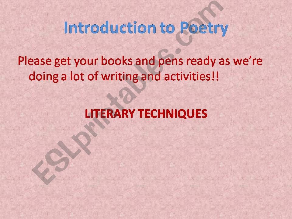 Introduction to Poetic Techniques