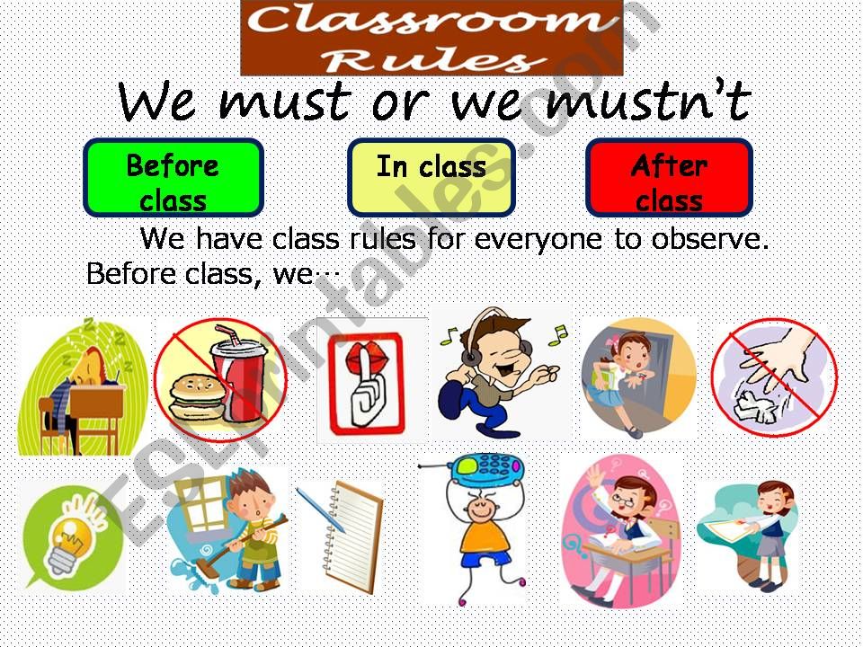 Class rules-must/mustnt powerpoint